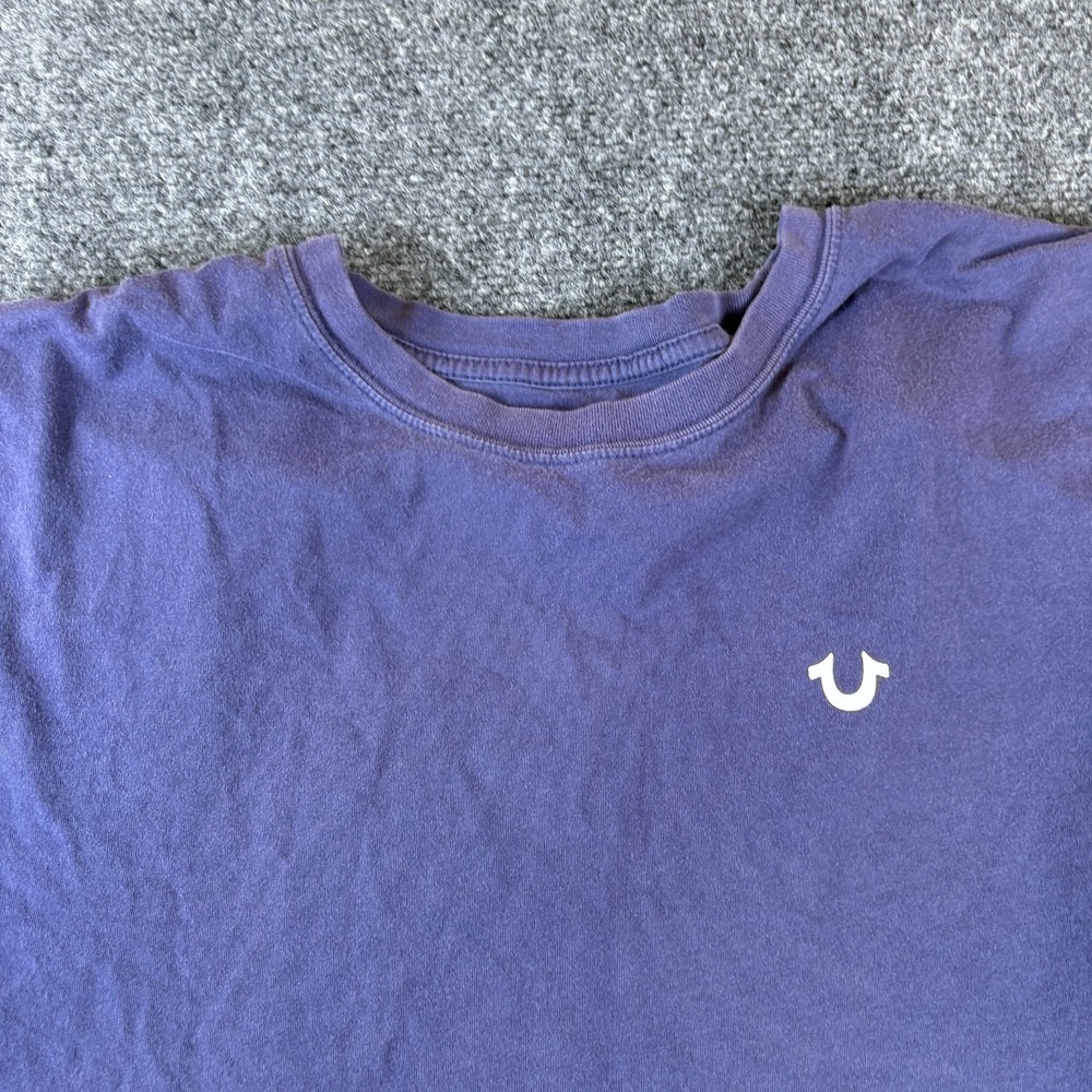 True Religion‎ Brand Jeans T Shirt Mens XL Blue Logo Short Sleeve Crew Neck